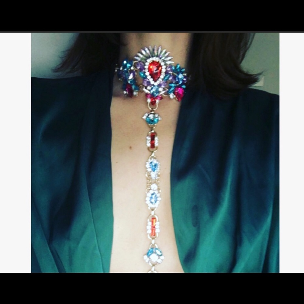 Multicolor Crystal Statement Necklace New - image 3